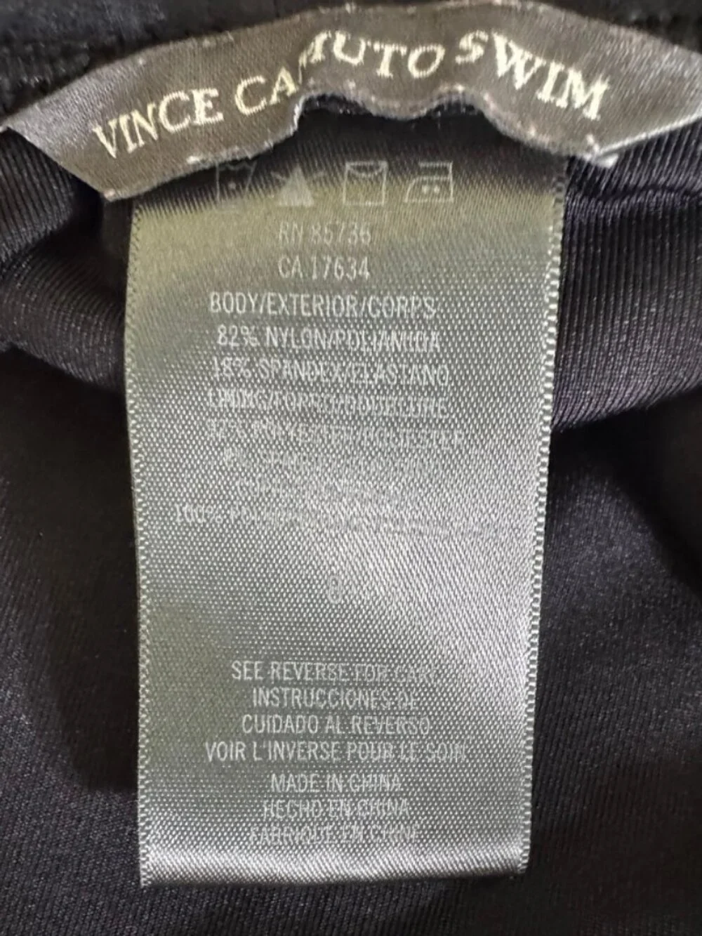 Vince Camuto Black Cruise 1 Piece Swimsuit - Textured Fabric- Sz 8 EUC